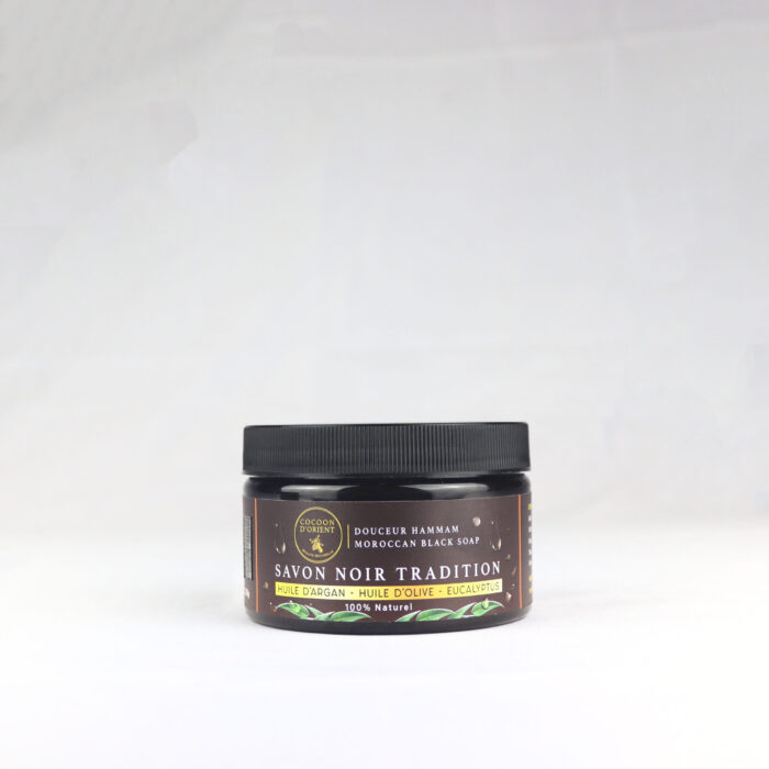 Savon Noir Tradition de Cocoon d'Orient avec huile d'argan bio et eucalyptus