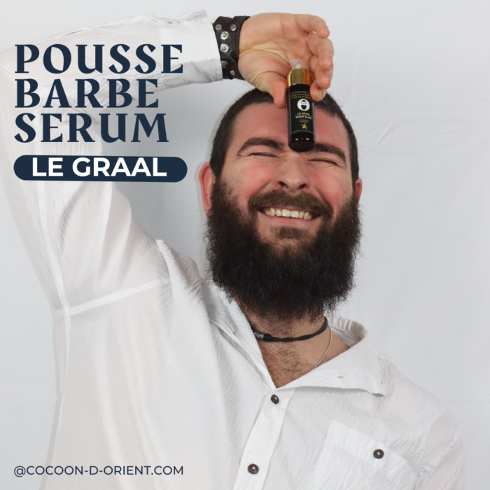 Cocoon d'Orient - Graal Sérum Pousse Barbe avec Argan Bio, Bois de Santal et Gingembre pour une barbe plus épaisse, nourrie et revitalisée.