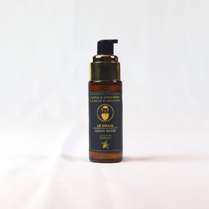 Cocoon d'Orient - Graal Sérum Pousse Barbe avec Argan Bio, Bois de Santal et Gingembre pour une barbe plus épaisse, nourrie et revitalisée.